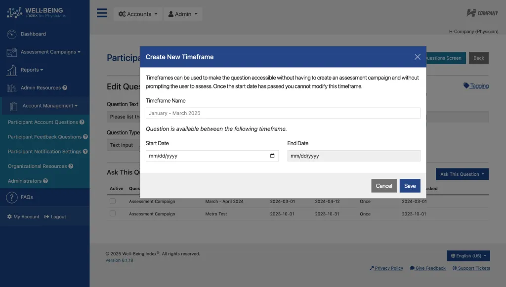 Well-Being Index Participant Feedback Questions Revamp Ask 1 Time