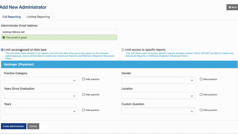 Well-Being Snapshot Updates - Limited By Report Admin Invite